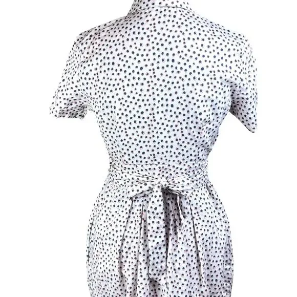 Foxcroft Vienna Short Sleeve Button Up Demure Dots 100% Cotton Shirt Dress - Picture 11 of 13